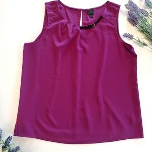 Worthington Tops - Worthington Size 1X Plus Purple Tank Belt Detail Worthington Tops - Worthington Size 1X Plus Purple Tank Belt Detail